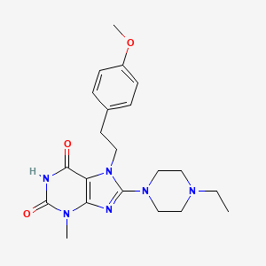 B2375876 8-(4-ethylpiperazin-1-yl)-6-hydroxy-7-[2-(4-methoxyphenyl)ethyl]-3-methyl-3,7-dihydro-2H-purin-2-one CAS No. 876891-21-3