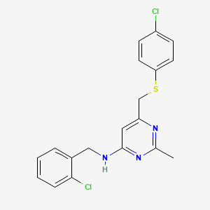 molecular formula C19H17Cl2N3S B2375878 N-(2-氯苄基)-6-{[(4-氯苯基)硫烷基]甲基}-2-甲基-4-嘧啶胺 CAS No. 338960-32-0