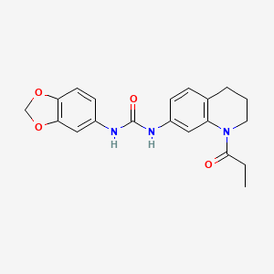 molecular formula C20H21N3O4 B2375890 1-(苯并[d][1,3]二氧杂环-5-基)-3-(1-丙酰-1,2,3,4-四氢喹啉-7-基)脲 CAS No. 1202978-13-9