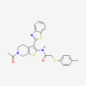 molecular formula C25H23N3O2S3 B2375891 N-(6-乙酰基-3-(苯并[d]噻唑-2-基)-4,5,6,7-四氢噻吩并[2,3-c]吡啶-2-基)-2-(对甲苯硫基)乙酰胺 CAS No. 895457-57-5