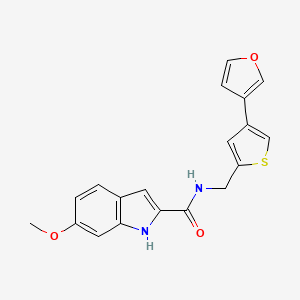 B2375898 N-[[4-(Furan-3-yl)thiophen-2-yl]methyl]-6-methoxy-1H-indole-2-carboxamide CAS No. 2380033-40-7