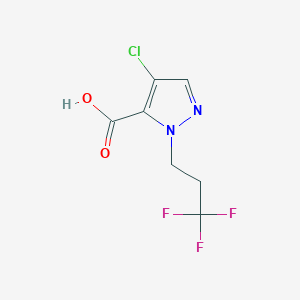 molecular formula C7H6ClF3N2O2 B2375902 4-chloro-1-(3,3,3-trifluoropropyl)-1H-pyrazole-5-carboxylic acid CAS No. 1856024-33-3
