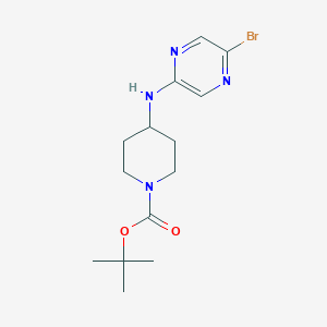 molecular formula C14H21BrN4O2 B2375903 叔丁基 4-[(5-溴吡嗪-2-基)氨基]哌啶-1-甲酸酯 CAS No. 2378503-78-5