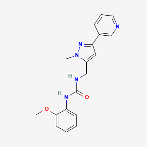 molecular formula C18H19N5O2 B2375905 1-(2-methoxyphenyl)-3-((1-methyl-3-(pyridin-3-yl)-1H-pyrazol-5-yl)methyl)urea CAS No. 2034350-36-0