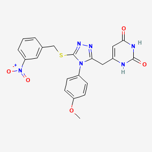 molecular formula C21H18N6O5S B2375906 6-((4-(4-methoxyphenyl)-5-((3-nitrobenzyl)thio)-4H-1,2,4-triazol-3-yl)methyl)pyrimidine-2,4(1H,3H)-dione CAS No. 852153-29-8
