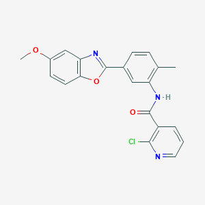 molecular formula C21H16ClN3O3 B237592 2-chloro-N-[5-(5-methoxy-1,3-benzoxazol-2-yl)-2-methylphenyl]nicotinamide 