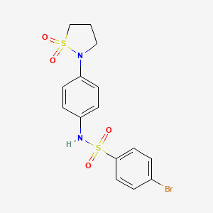 molecular formula C15H15BrN2O4S2 B2375925 4-bromo-N-[4-(1,1-dioxo-1lambda6,2-thiazolidin-2-yl)phenyl]benzene-1-sulfonamide CAS No. 946337-64-0