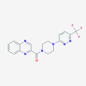 molecular formula C18H15F3N6O B2375926 Quinoxalin-2-yl-[4-[6-(trifluoromethyl)pyridazin-3-yl]piperazin-1-yl]methanone CAS No. 2380086-38-2