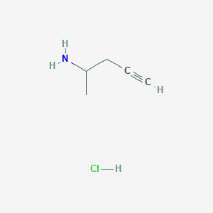 molecular formula C5H10ClN B2375927 4-戊炔-2-胺，盐酸盐（1:1） CAS No. 141381-35-3