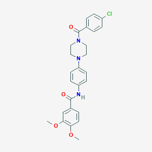 molecular formula C26H26ClN3O4 B237593 N-{4-[4-(4-Chlorobenzoyl)piperazin-1-YL]phenyl}-3,4-dimethoxybenzamide 