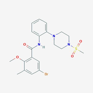 molecular formula C20H24BrN3O4S B237595 5-bromo-2-methoxy-3-methyl-N-{2-[4-(methylsulfonyl)piperazin-1-yl]phenyl}benzamide 