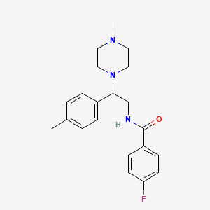 molecular formula C21H26FN3O B2375955 4-氟-N-(2-(4-甲基哌嗪-1-基)-2-(对甲苯基)乙基)苯甲酰胺 CAS No. 898414-51-2