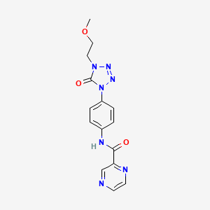 molecular formula C15H15N7O3 B2375981 N-(4-(4-(2-methoxyethyl)-5-oxo-4,5-dihydro-1H-tetrazol-1-yl)phenyl)pyrazine-2-carboxamide CAS No. 1396847-21-4