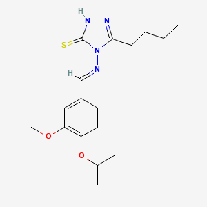 molecular formula C17H24N4O2S B2375984 3-丁基-4-[(E)-(3-甲氧基-4-丙-2-氧基苯基)亚甲基氨基]-1H-1,2,4-三唑-5-硫酮 CAS No. 691385-05-4