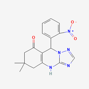 molecular formula C17H17N5O3 B2375991 6,6-二甲基-9-(2-硝基苯基)-5,6,7,9-四氢[1,2,4]三唑并[5,1-b]喹唑啉-8(4H)-酮 CAS No. 537001-82-4