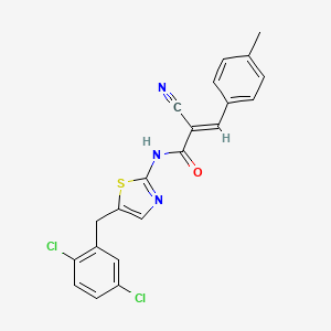 molecular formula C21H15Cl2N3OS B2375994 (E)-2-cyano-N-[5-[(2,5-dichlorophenyl)methyl]-1,3-thiazol-2-yl]-3-(4-methylphenyl)prop-2-enamide CAS No. 327062-31-7