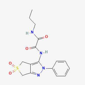 molecular formula C16H18N4O4S B2376003 N'-(5,5-dioxo-2-phenyl-4,6-dihydrothieno[3,4-c]pyrazol-3-yl)-N-propyloxamide CAS No. 899988-95-5