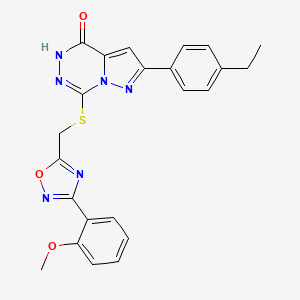 molecular formula C23H20N6O3S B2376004 2-(4-乙基苯基)-7-({[3-(2-甲氧基苯基)-1,2,4-恶二唑-5-基]甲基}硫代)吡唑并[1,5-d][1,2,4]三嗪-4(5H)-酮 CAS No. 1206994-82-2