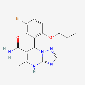 molecular formula C16H18BrN5O2 B2376006 7-(5-溴-2-丙氧苯基)-5-甲基-4,7-二氢-[1,2,4]三唑并[1,5-a]嘧啶-6-甲酰胺 CAS No. 691399-22-1