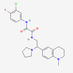 molecular formula C24H28ClFN4O2 B2376008 N-(3-氯-4-氟苯基)-N'-[2-(1-甲基-1,2,3,4-四氢喹啉-6-基)-2-吡咯烷-1-基乙基]乙二酰胺 CAS No. 921924-06-3