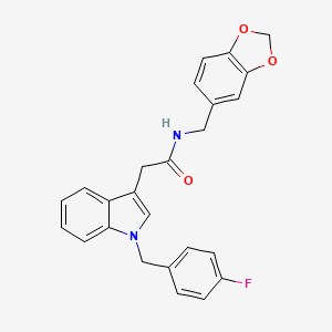 molecular formula C25H21FN2O3 B2376016 N-(benzo[d][1,3]dioxol-5-ylmethyl)-2-(1-(4-fluorobenzyl)-1H-indol-3-yl)acetamide CAS No. 922095-49-6