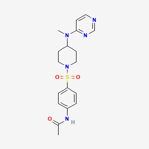 molecular formula C18H23N5O3S B2376026 N-[4-[4-[Methyl(pyrimidin-4-yl)amino]piperidin-1-yl]sulfonylphenyl]acetamide CAS No. 2380171-27-5
