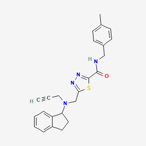 molecular formula C24H24N4OS B2376028 5-{[(2,3-dihydro-1H-inden-1-yl)(prop-2-yn-1-yl)amino]methyl}-N-[(4-methylphenyl)methyl]-1,3,4-thiadiazole-2-carboxamide CAS No. 1279898-19-9