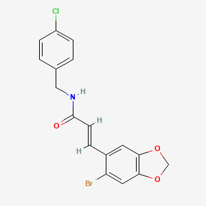 molecular formula C17H13BrClNO3 B2376031 (E)-3-(6-bromo-1,3-benzodioxol-5-yl)-N-(4-chlorobenzyl)-2-propenamide CAS No. 1164544-62-0