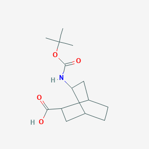 molecular formula C14H23NO4 B2376033 5-[(2-Methylpropan-2-yl)oxycarbonylamino]bicyclo[2.2.2]octane-2-carboxylic acid CAS No. 2416235-52-2