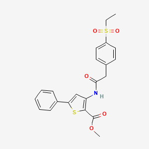 molecular formula C22H21NO5S2 B2376042 Methyl 3-(2-(4-(ethylsulfonyl)phenyl)acetamido)-5-phenylthiophene-2-carboxylate CAS No. 919758-13-7