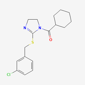 molecular formula C17H21ClN2OS B2376044 [2-[(3-Chlorophenyl)methylsulfanyl]-4,5-dihydroimidazol-1-yl]-cyclohexylmethanone CAS No. 851807-99-3