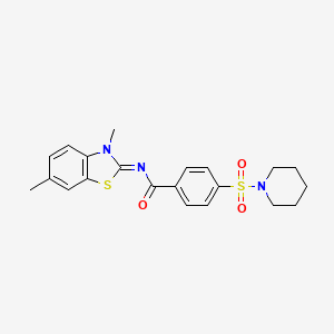 molecular formula C21H23N3O3S2 B2376045 (E)-N-(3,6-二甲基苯并[d]噻唑-2(3H)-亚甲基)-4-(哌啶-1-磺酰基)苯甲酰胺 CAS No. 325980-00-5