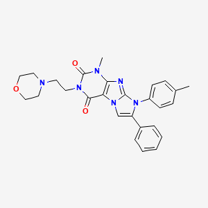 molecular formula C27H28N6O3 B2376048 1-甲基-3-(2-吗啉乙基)-7-苯基-8-(对甲基苯基)-1H-咪唑并[2,1-f]嘌呤-2,4(3H,8H)-二酮 CAS No. 896292-87-8