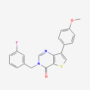 molecular formula C20H15FN2O2S B2376050 3-(3-fluorobenzyl)-7-(4-methoxyphenyl)thieno[3,2-d]pyrimidin-4(3H)-one CAS No. 1105219-48-4