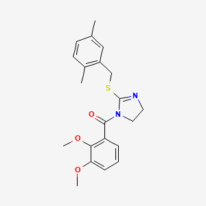 molecular formula C21H24N2O3S B2376051 (2,3-dimethoxyphenyl)(2-((2,5-dimethylbenzyl)thio)-4,5-dihydro-1H-imidazol-1-yl)methanone CAS No. 851804-39-2