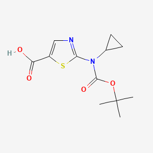 molecular formula C12H16N2O4S B2376052 2-[Cyclopropyl-[(2-methylpropan-2-yl)oxycarbonyl]amino]-1,3-thiazole-5-carboxylic acid CAS No. 2248394-44-5