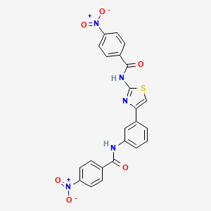 molecular formula C23H15N5O6S B2376057 4-nitro-N-(4-(3-(4-nitrobenzamido)phenyl)thiazol-2-yl)benzamide CAS No. 391222-71-2