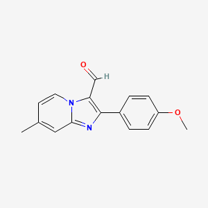 molecular formula C16H14N2O2 B2376065 2-(4-Methoxyphenyl)-7-methylimidazo[1,2-a]pyridine-3-carbaldehyde CAS No. 300708-62-7