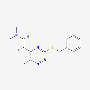 molecular formula C15H18N4S B2376067 (E)-2-(3-benzylsulfanyl-6-methyl-1,2,4-triazin-5-yl)-N,N-dimethylethenamine CAS No. 860787-89-9