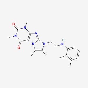 molecular formula C21H26N6O2 B2376068 6-[2-(2,3-二甲基苯胺基)乙基]-2,4,7,8-四甲基嘌呤[7,8-a]咪唑-1,3-二酮 CAS No. 923684-55-3