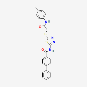 molecular formula C24H20N4O2S2 B2376069 N-(5-((2-oxo-2-(p-tolylamino)ethyl)thio)-1,3,4-thiadiazol-2-yl)-[1,1'-biphenyl]-4-carboxamide CAS No. 392291-79-1