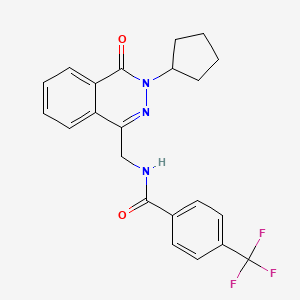 molecular formula C22H20F3N3O2 B2376073 N-((3-环戊基-4-氧代-3,4-二氢邻苯二嗪-1-基)甲基)-4-(三氟甲基)苯甲酰胺 CAS No. 1421583-56-3