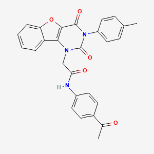 molecular formula C27H21N3O5 B2376077 N-(4-乙酰基苯基)-2-(2,4-二氧代-3-(对甲苯基)-3,4-二氢苯并呋喃[3,2-d]嘧啶-1(2H)-基)乙酰胺 CAS No. 877657-13-1