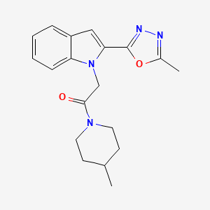 2-(2-(5-methyl-1,3,4-oxadiazol-2-yl)-1H-indol-1-yl)-1-(4-methylpiperidin-1-yl)ethanone