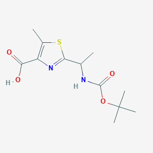 molecular formula C12H18N2O4S B2376081 2-(1-((tert-Butoxycarbonyl)amino)ethyl)-5-methylthiazole-4-carboxylic acid CAS No. 2138045-14-2