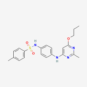 molecular formula C21H24N4O3S B2376113 4-methyl-N-(4-((2-methyl-6-propoxypyrimidin-4-yl)amino)phenyl)benzenesulfonamide CAS No. 946274-17-5