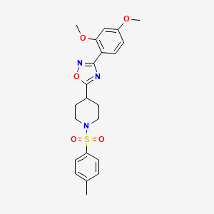 molecular formula C22H25N3O5S B2376114 3-(2,4-Dimethoxyphenyl)-5-(1-tosylpiperidin-4-yl)-1,2,4-oxadiazole CAS No. 946300-10-3