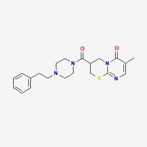 molecular formula C21H26N4O2S B2376119 7-甲基-3-(4-苯乙基哌嗪-1-羰基)-3,4-二氢嘧啶并[2,1-b][1,3]噻嗪-6(2H)-酮 CAS No. 1421584-63-5