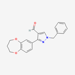 molecular formula C20H18N2O3 B2376125 1-benzyl-3-(3,4-dihydro-2H-1,5-benzodioxepin-7-yl)-1H-pyrazole-4-carbaldehyde CAS No. 956508-53-5