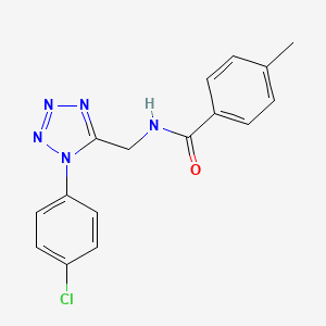 molecular formula C16H14ClN5O B2376126 N-((1-(4-chlorophenyl)-1H-tetrazol-5-yl)methyl)-4-methylbenzamide CAS No. 1005306-02-4